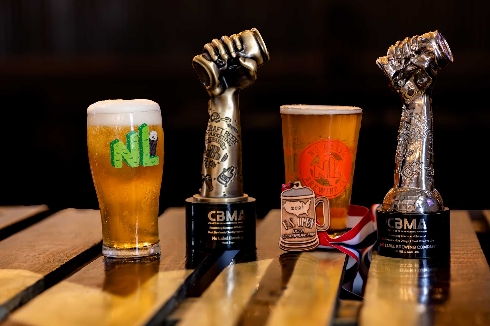 Craft beer from no label brewing along with there first awards earned.